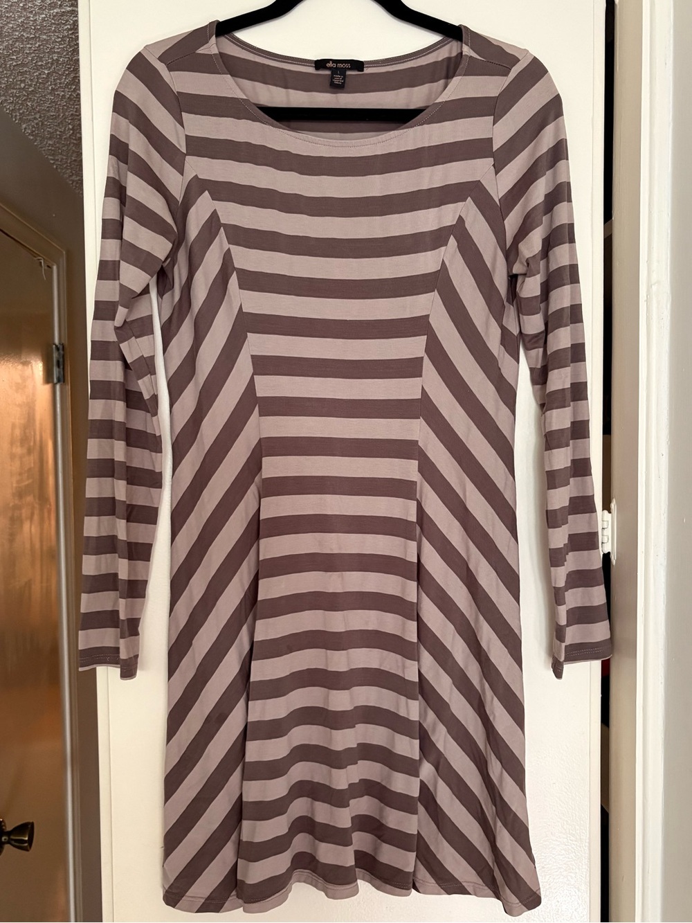 Ella Moss Striped Long Sleeve Fit & Flare Dress L